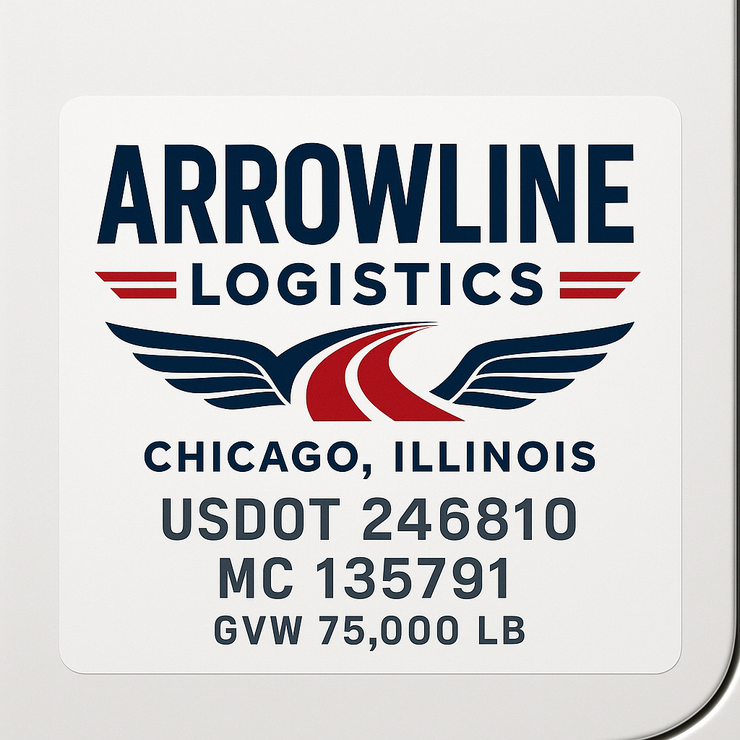 Trucking, Logistics, Transport Inspired Truck Door Lettering Decal Sticker Signs For Style & Compliance With USDOT, MC, GVW Or Any Regulation Number Lines (Set of 2)
