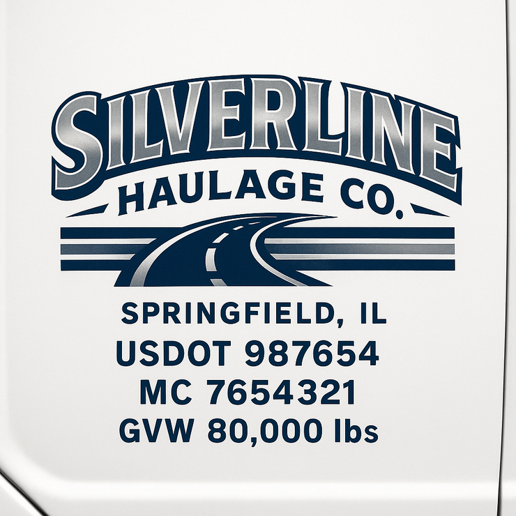 Trucking, Logistics, Transport Inspired Truck Door Lettering Decal Sticker Signs For Style & Compliance With USDOT, MC, GVW Or Any Regulation Number Lines (Set of 2)