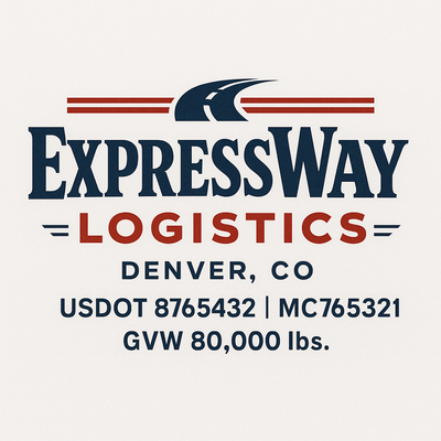 Trucking, Logistics, Transport Inspired Truck Door Lettering Decal Sticker Signs For Style & Compliance With USDOT, MC, GVW Or Any Regulation Number Lines (Set of 2)