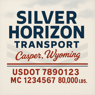 Trucking, Logistics, Transport Inspired Truck Door Lettering Decal Sticker Signs For Style & Compliance With USDOT, MC, GVW Or Any Regulation Number Lines (Set of 2)