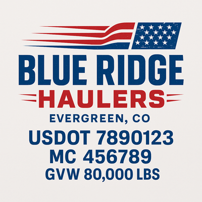Trucking, Logistics, Transport Inspired Truck Door Lettering Decal Sticker Signs For Style & Compliance With USDOT, MC, GVW Or Any Regulation Number Lines (Set of 2)