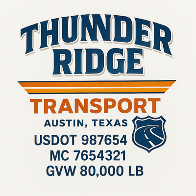 Trucking, Logistics, Transport Inspired Truck Door Lettering Decal Sticker Signs For Style & Compliance With USDOT, MC, GVW Or Any Regulation Number Lines (Set of 2)