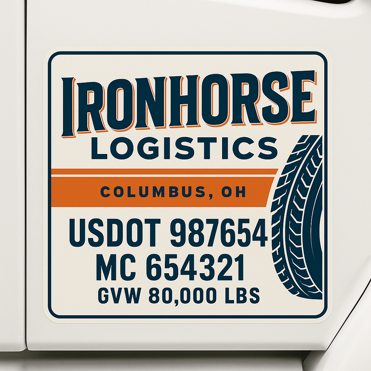 Trucking, Logistics, Transport Inspired Truck Door Lettering Decal Sticker Signs For Style & Compliance With USDOT, MC, GVW Or Any Regulation Number Lines (Set of 2)