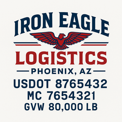 Trucking, Logistics, Transport Inspired Truck Door Lettering Decal Sticker Signs For Style & Compliance With USDOT, MC, GVW Or Any Regulation Number Lines (Set of 2)