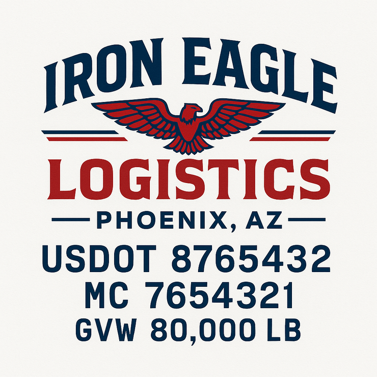 Trucking, Logistics, Transport Inspired Truck Door Lettering Decal Sticker Signs For Style & Compliance With USDOT, MC, GVW Or Any Regulation Number Lines (Set of 2)