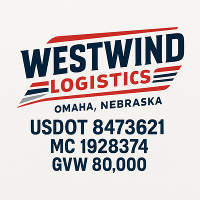 Trucking, Logistics, Transport Inspired Truck Door Lettering Decal Sticker Signs For Style & Compliance With USDOT, MC, GVW Or Any Regulation Number Lines (Set of 2)