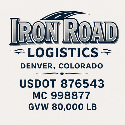 Trucking, Logistics, Transport Inspired Truck Door Lettering Decal Sticker Signs For Style & Compliance With USDOT, MC, GVW Or Any Regulation Number Lines (Set of 2)
