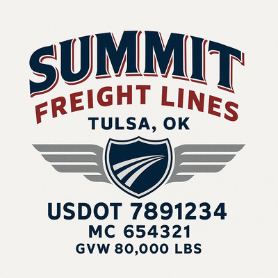 Trucking, Logistics, Transport Inspired Truck Door Lettering Decal Sticker Signs For Style & Compliance With USDOT, MC, GVW Or Any Regulation Number Lines (Set of 2)