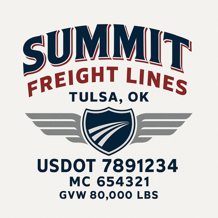 Trucking, Logistics, Transport Inspired Truck Door Lettering Decal Sticker Signs For Style & Compliance With USDOT, MC, GVW Or Any Regulation Number Lines (Set of 2)
