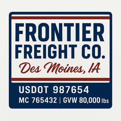 Trucking, Logistics, Transport Inspired Truck Door Lettering Decal Sticker Signs For Style & Compliance With USDOT, MC, GVW Or Any Regulation Number Lines (Set of 2)
