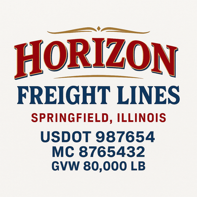 Trucking, Logistics, Transport Inspired Truck Door Lettering Decal Sticker Signs For Style & Compliance With USDOT, MC, GVW Or Any Regulation Number Lines (Set of 2)