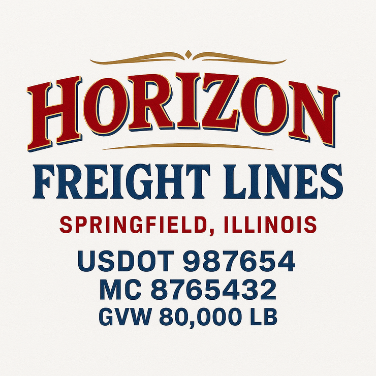 Trucking, Logistics, Transport Inspired Truck Door Lettering Decal Sticker Signs For Style & Compliance With USDOT, MC, GVW Or Any Regulation Number Lines (Set of 2)