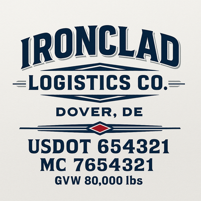 Trucking, Logistics, Transport Inspired Truck Door Lettering Decal Sticker Signs For Style & Compliance With USDOT, MC, GVW Or Any Regulation Number Lines (Set of 2)