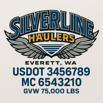 Trucking, Logistics, Transport Inspired Truck Door Lettering Decal Sticker Signs For Style & Compliance With USDOT, MC, GVW Or Any Regulation Number Lines (Set of 2)