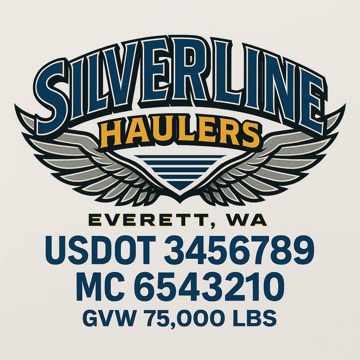 Trucking, Logistics, Transport Inspired Truck Door Lettering Decal Sticker Signs For Style & Compliance With USDOT, MC, GVW Or Any Regulation Number Lines (Set of 2)