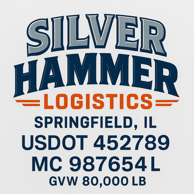 Trucking, Logistics, Transport Inspired Truck Door Lettering Decal Sticker Signs For Style & Compliance With USDOT, MC, GVW Or Any Regulation Number Lines (Set of 2)
