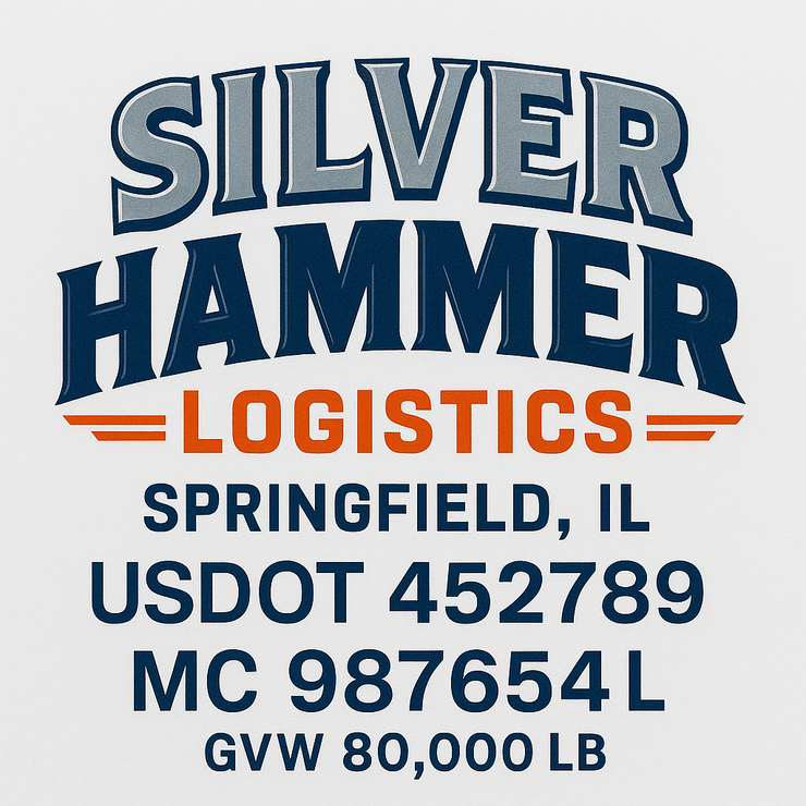 Trucking, Logistics, Transport Inspired Truck Door Lettering Decal Sticker Signs For Style & Compliance With USDOT, MC, GVW Or Any Regulation Number Lines (Set of 2)