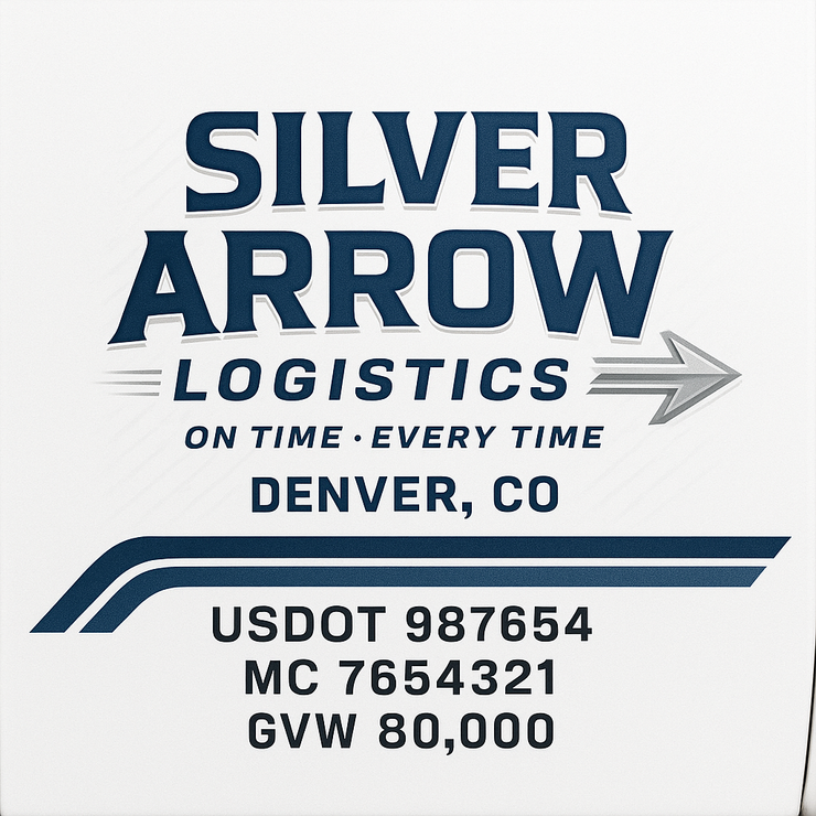 Trucking, Logistics, Transport Inspired Truck Door Lettering Decal Sticker Signs For Style & Compliance With USDOT, MC, GVW Or Any Regulation Number Lines (Set of 2)