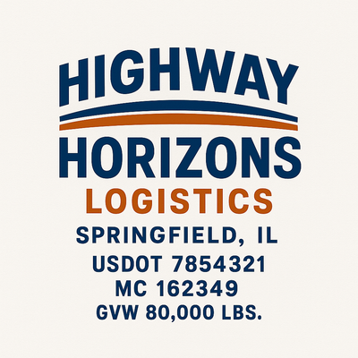 Trucking, Logistics, Transport Inspired Truck Door Lettering Decal Sticker Signs For Style & Compliance With USDOT, MC, GVW Or Any Regulation Number Lines (Set of 2)