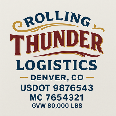 Trucking, Logistics, Transport Inspired Truck Door Lettering Decal Sticker Signs For Style & Compliance With USDOT, MC, GVW Or Any Regulation Number Lines (Set of 2)