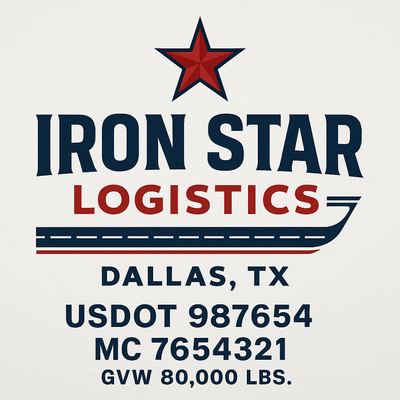 Trucking, Logistics, Transport Inspired Truck Door Lettering Decal Sticker Signs For Style & Compliance With USDOT, MC, GVW Or Any Regulation Number Lines (Set of 2)