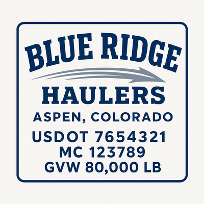 Trucking, Logistics, Transport Inspired Truck Door Lettering Decal Sticker Signs For Style & Compliance With USDOT, MC, GVW Or Any Regulation Number Lines (Set of 2)