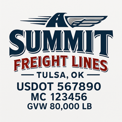 Trucking, Logistics, Transport Inspired Truck Door Lettering Decal Sticker Signs For Style & Compliance With USDOT, MC, GVW Or Any Regulation Number Lines (Set of 2)