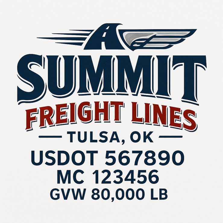 Trucking, Logistics, Transport Inspired Truck Door Lettering Decal Sticker Signs For Style & Compliance With USDOT, MC, GVW Or Any Regulation Number Lines (Set of 2)