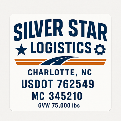Trucking, Logistics, Transport Inspired Truck Door Lettering Decal Sticker Signs For Style & Compliance With USDOT, MC, GVW Or Any Regulation Number Lines (Set of 2)