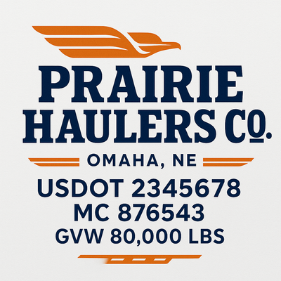 Trucking, Logistics, Transport Inspired Truck Door Lettering Decal Sticker Signs For Style & Compliance With USDOT, MC, GVW Or Any Regulation Number Lines (Set of 2)