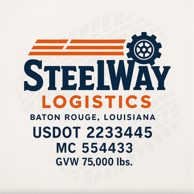 Trucking, Logistics, Transport Inspired Truck Door Lettering Decal Sticker Signs For Style & Compliance With USDOT, MC, GVW Or Any Regulation Number Lines (Set of 2)