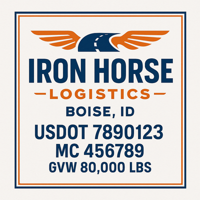 Trucking, Logistics, Transport Inspired Truck Door Lettering Decal Sticker Signs For Style & Compliance With USDOT, MC, GVW Or Any Regulation Number Lines (Set of 2)