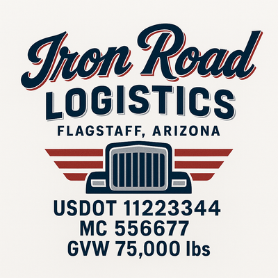 Trucking, Logistics, Transport Inspired Truck Door Lettering Decal Sticker Signs For Style & Compliance With USDOT, MC, GVW Or Any Regulation Number Lines (Set of 2)