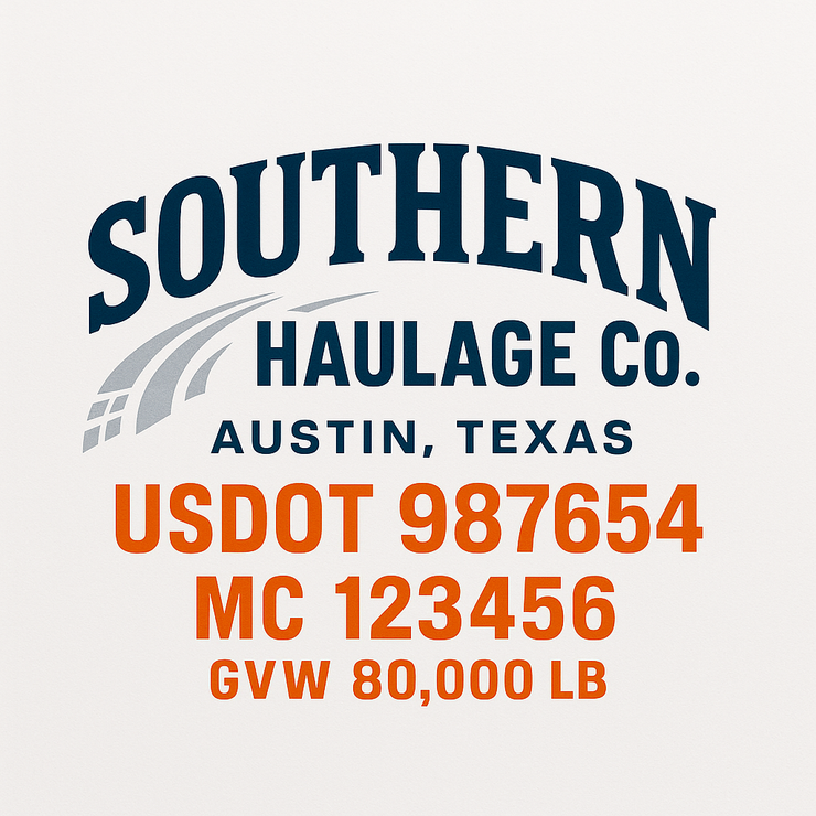 Trucking, Logistics, Transport Inspired Truck Door Lettering Decal Sticker Signs For Style & Compliance With USDOT, MC, GVW Or Any Regulation Number Lines (Set of 2)