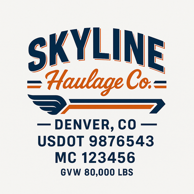 Trucking, Logistics, Transport Inspired Truck Door Lettering Decal Sticker Signs For Style & Compliance With USDOT, MC, GVW Or Any Regulation Number Lines (Set of 2)