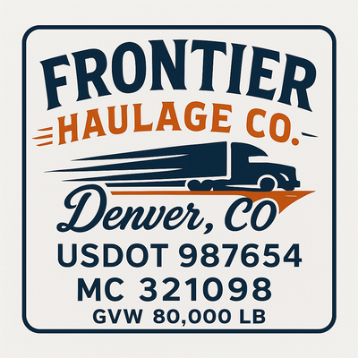 Trucking, Logistics, Transport Inspired Truck Door Lettering Decal Sticker Signs For Style & Compliance With USDOT, MC, GVW Or Any Regulation Number Lines (Set of 2)