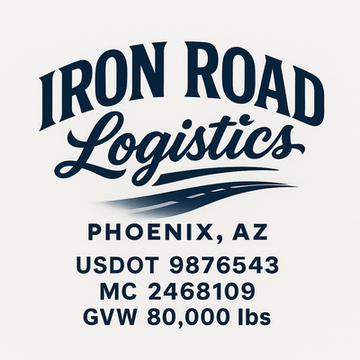 Trucking, Logistics, Transport Inspired Truck Door Lettering Decal Sticker Signs For Style & Compliance With USDOT, MC, GVW Or Any Regulation Number Lines (Set of 2)