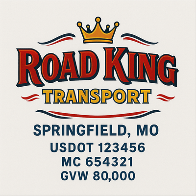 Trucking, Logistics, Transport Inspired Truck Door Lettering Decal Sticker Signs For Style & Compliance With USDOT, MC, GVW Or Any Regulation Number Lines (Set of 2)
