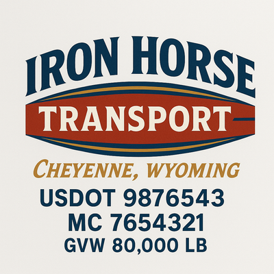 Trucking, Logistics, Transport Inspired Truck Door Lettering Decal Sticker Signs For Style & Compliance With USDOT, MC, GVW Or Any Regulation Number Lines (Set of 2)