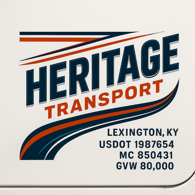 Trucking, Logistics, Transport Inspired Truck Door Lettering Decal Sticker Signs For Style & Compliance With USDOT, MC, GVW Or Any Regulation Number Lines (Set of 2)