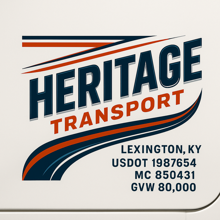 Trucking, Logistics, Transport Inspired Truck Door Lettering Decal Sticker Signs For Style & Compliance With USDOT, MC, GVW Or Any Regulation Number Lines (Set of 2)