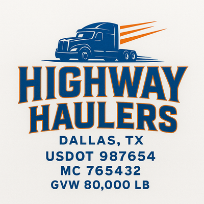 Trucking, Logistics, Transport Inspired Truck Door Lettering Decal Sticker Signs For Style & Compliance With USDOT, MC, GVW Or Any Regulation Number Lines (Set of 2)