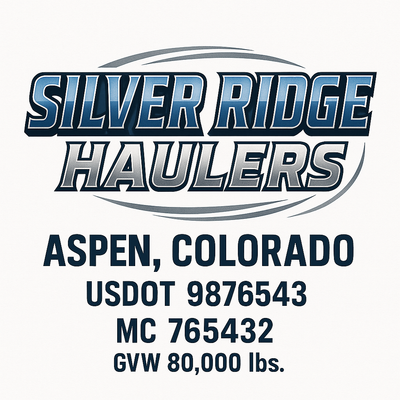 Trucking, Logistics, Transport Inspired Truck Door Lettering Decal Sticker Signs For Style & Compliance With USDOT, MC, GVW Or Any Regulation Number Lines (Set of 2)