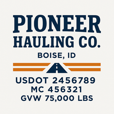 Trucking, Logistics, Transport Inspired Truck Door Lettering Decal Sticker Signs For Style & Compliance With USDOT, MC, GVW Or Any Regulation Number Lines (Set of 2)