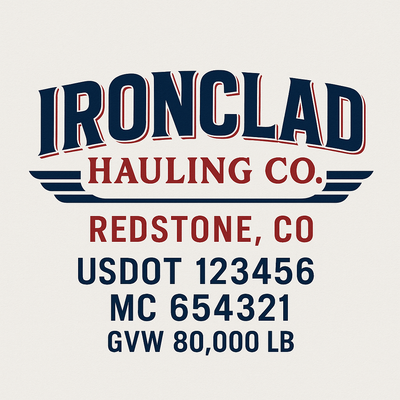 Trucking, Logistics, Transport Inspired Truck Door Lettering Decal Sticker Signs For Style & Compliance With USDOT, MC, GVW Or Any Regulation Number Lines (Set of 2)