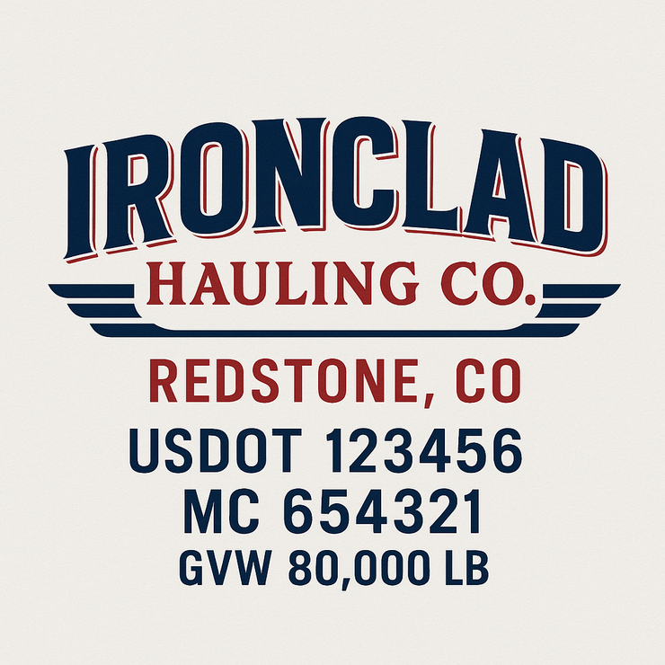 Trucking, Logistics, Transport Inspired Truck Door Lettering Decal Sticker Signs For Style & Compliance With USDOT, MC, GVW Or Any Regulation Number Lines (Set of 2)