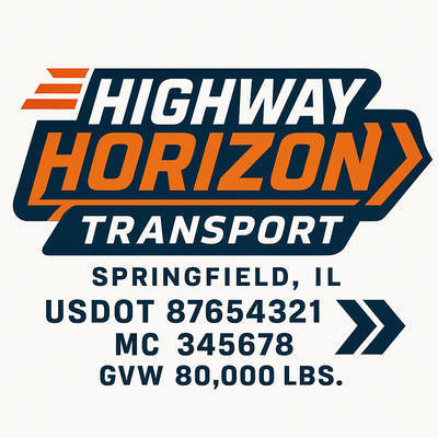 Trucking, Logistics, Transport Inspired Truck Door Lettering Decal Sticker Signs For Style & Compliance With USDOT, MC, GVW Or Any Regulation Number Lines (Set of 2)