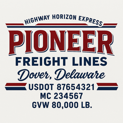Trucking, Logistics, Transport Inspired Truck Door Lettering Decal Sticker Signs For Style & Compliance With USDOT, MC, GVW Or Any Regulation Number Lines (Set of 2)