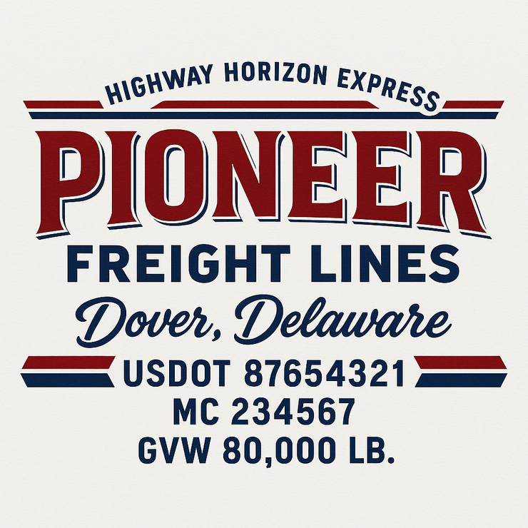 Trucking, Logistics, Transport Inspired Truck Door Lettering Decal Sticker Signs For Style & Compliance With USDOT, MC, GVW Or Any Regulation Number Lines (Set of 2)