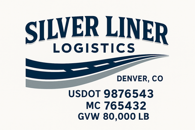 Trucking, Logistics, Transport Inspired Truck Door Lettering Decal Sticker Signs For Style & Compliance With USDOT, MC, GVW Or Any Regulation Number Lines (Set of 2)